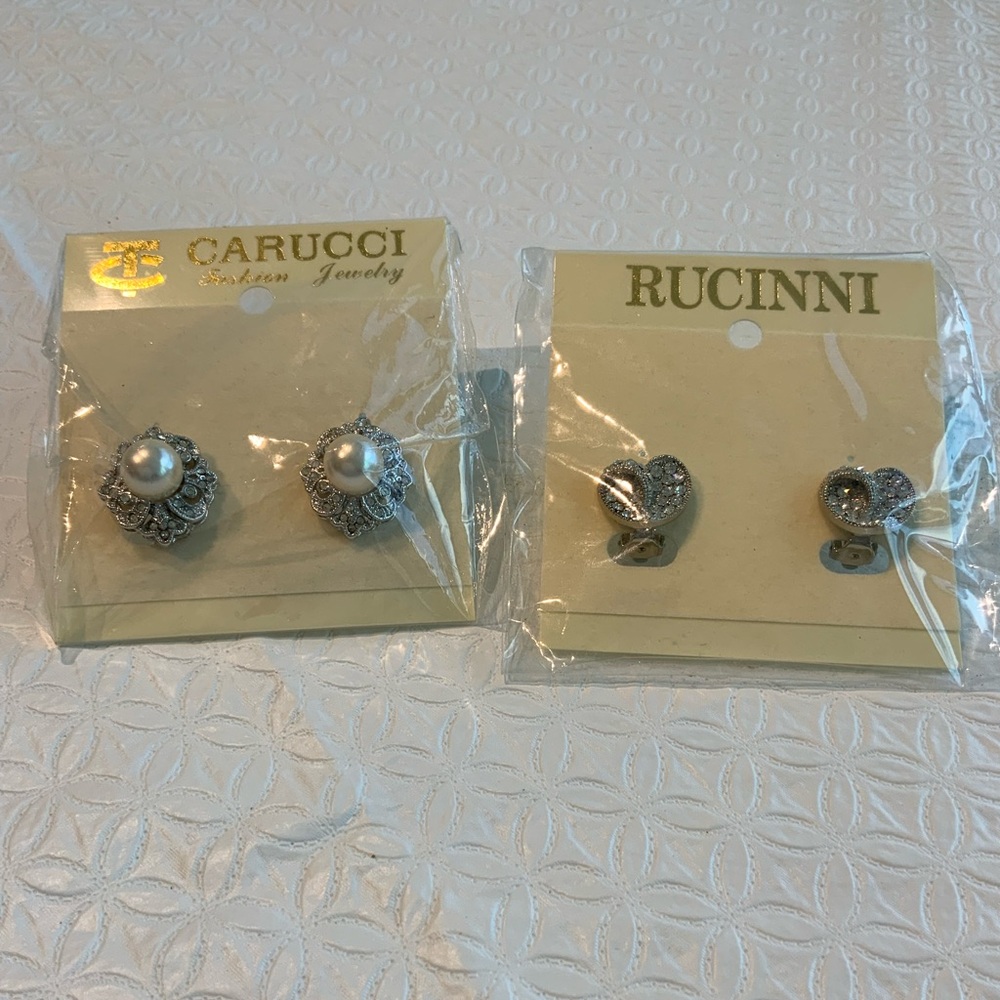 Carucci and Rucinni Silver and Crystal Earrings Set NWOT - Picture 3 of 4